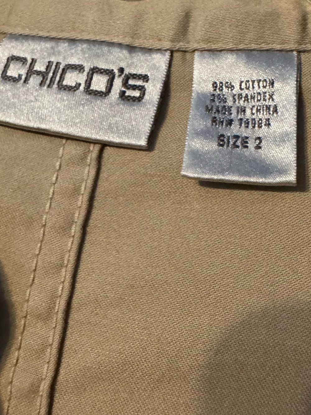 Chico's Taupe Ruffle-Trim Button-Front Utility Jacket - Picture 5 of 7
